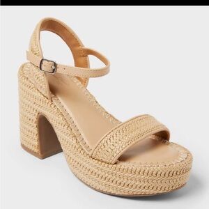 Women's Madeline Raffia Platform Sandal Heels with Memory Foam Insole